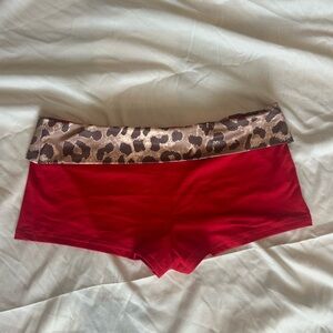 Red y2k Fold Over Shorts